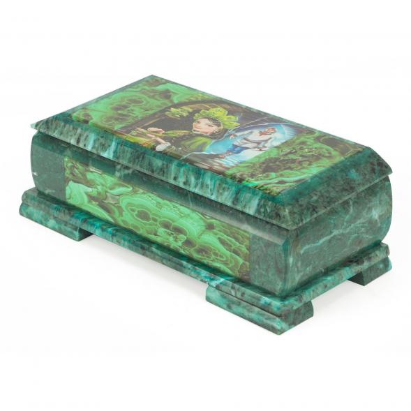 Шкатулка &amp;quot;Хозяйка медной горы&amp;quot; с иллюстрацией под малахит Кд3 24х11х8 см 118786