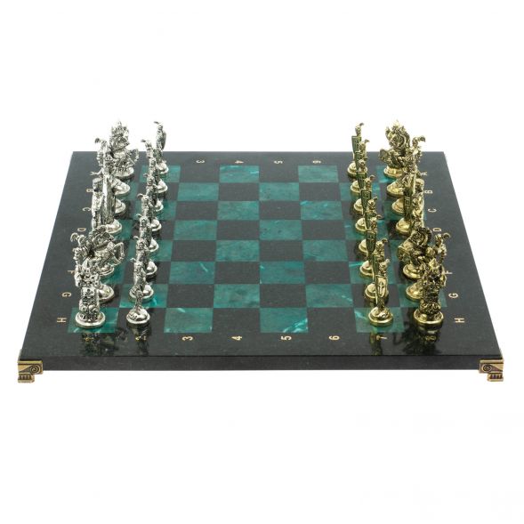 Шахматы &amp;quot;Рыцари крестоносцы&amp;quot; доска 44х44 см из змеевика 128238