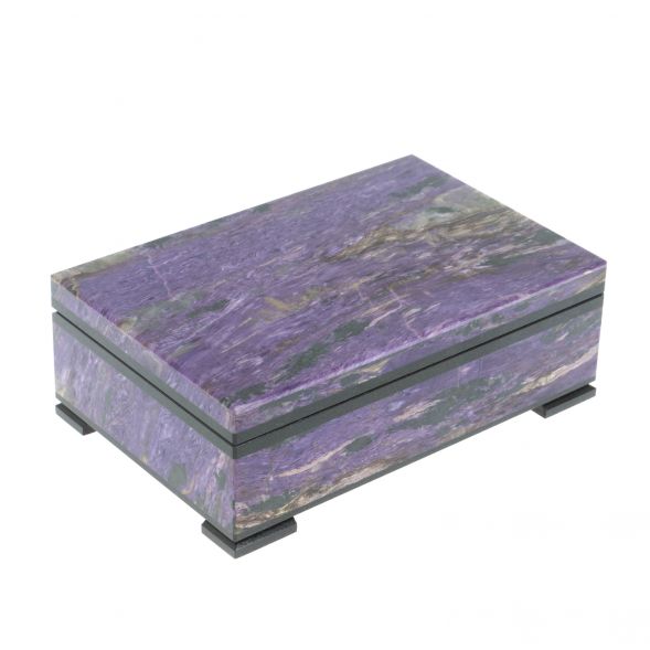 Шкатулка из камня чароит 12х8х4 см 128473