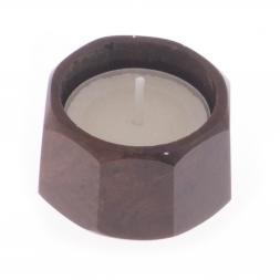 Подсвечник из обсидиана со свечей 5,5х5,5х3,5 см
