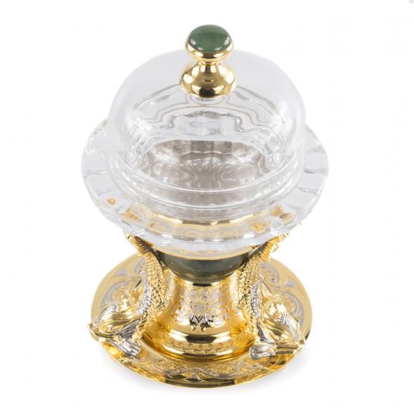 Икорница &amp;quot;Три рыбки&amp;quot; нефрит  Златоуст 113829