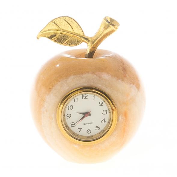 Часы «Яблоко» из бежевого оникса 5×6 см (2) 124640