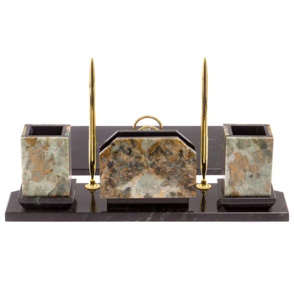 Настольный набор &amp;quot;Герб России&amp;quot; из офиокальцита 116490