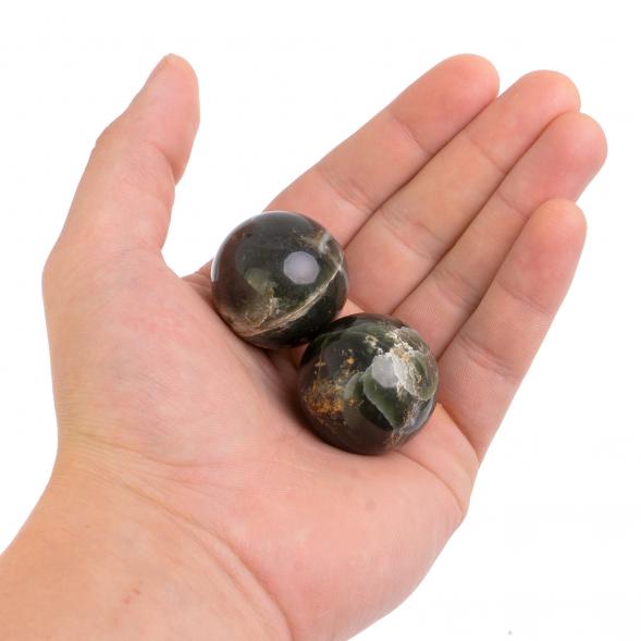 Массажные шары из офиокальцита 3 см (пара) / кистевой тренажер