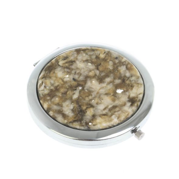 Зеркало карманное круглое из камня жельбертит цвет серебро 127775