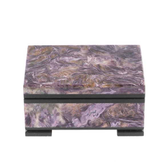Шкатулка из камня чароит 8х6х4 см 127849