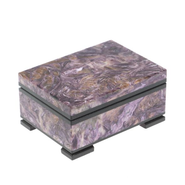 Шкатулка из камня чароит 8х6х4 см 127849