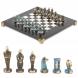 Шахматы из бронзы &amp;quot;Идолы&amp;quot; доска 28х28 см мрамор змеевик / Шахматы подарочные / Набор шахмат / Настольная игра