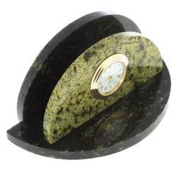 Настольная визитница "Овальная" из камня змеевик