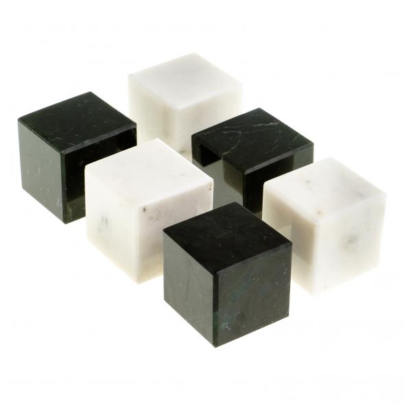 Камни для виски 6 кубиков микс черный змеевик, белый мрамор 123469