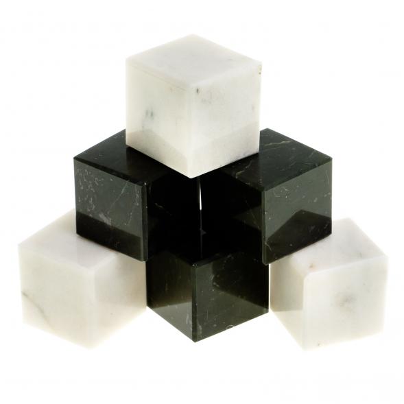Камни для виски 6 кубиков микс черный змеевик, белый мрамор 123469