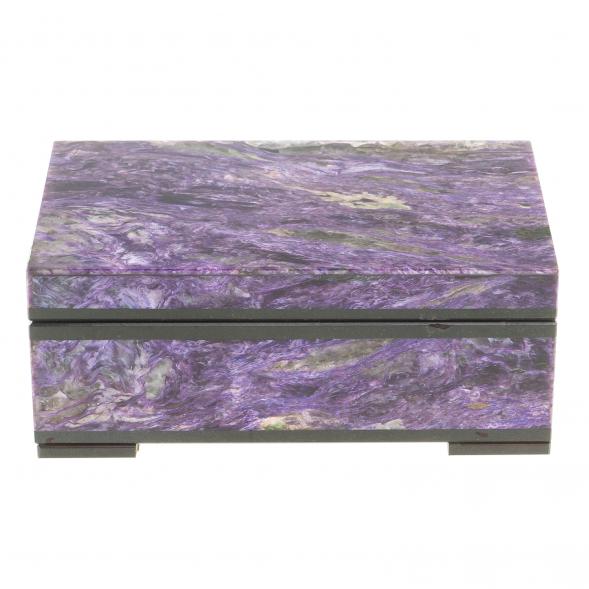 Каменная шкатулка из чароита 10х6х4 см 123995