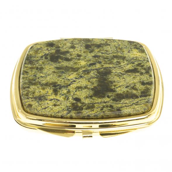 Зеркальце закругленное из змеевика цвет золото 124184