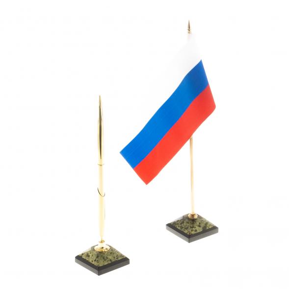 Письменный набор &amp;quot;Орел&amp;quot; из змеевика с бюваром и лотком для бумаг А4 124569