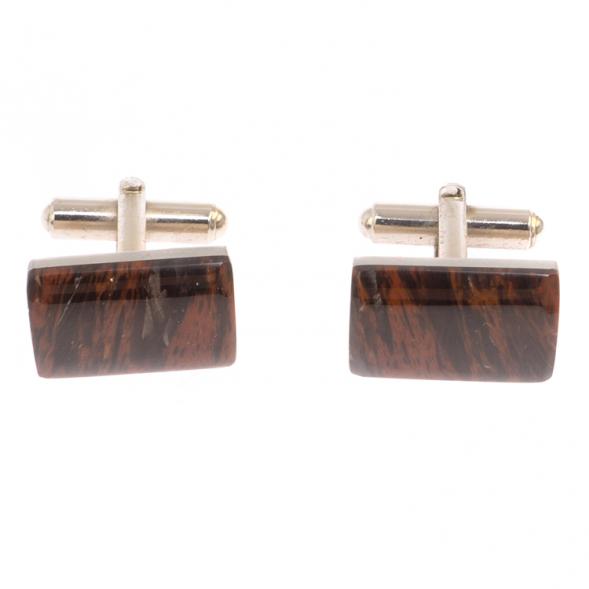 Запонки камень обсидиан прямоугольные 125695