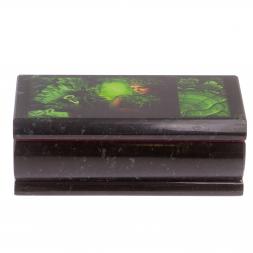 Шкатулка с иллюстрацией "Хозяйка медной горы" черный змеевик 14х7х5 см