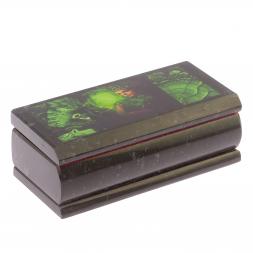 Шкатулка с иллюстрацией "Хозяйка медной горы" черный змеевик 14х7х5 см