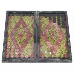 Нарды из камня лемезит и змеевик "Ромб"