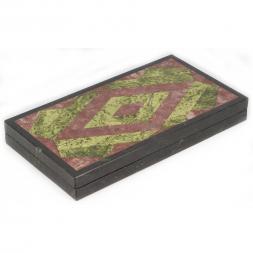 Нарды из камня лемезит и змеевик "Ромб"