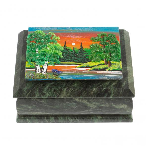Шкатулка с рисунком &amp;quot;Лето&amp;quot; из змеевика 16х12х7,5 см 127135