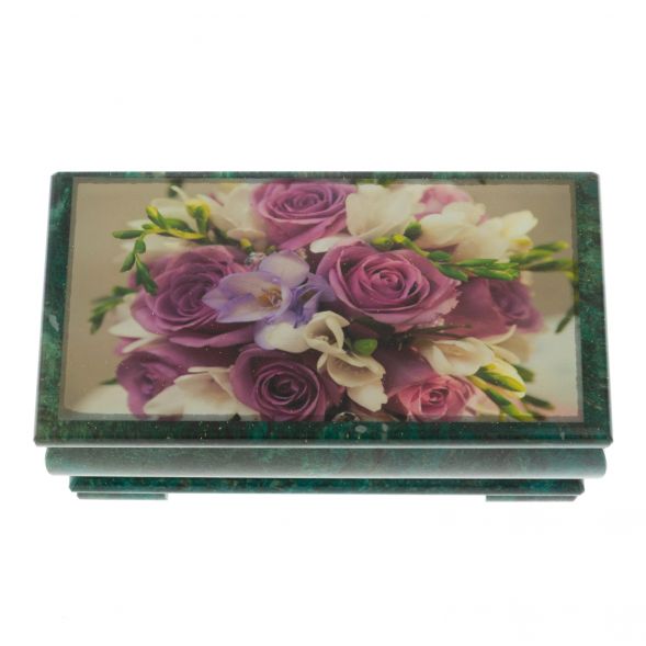 Шкатулка &amp;quot;Букет роз&amp;quot; из змеевика 16х8х7,5 см 128846