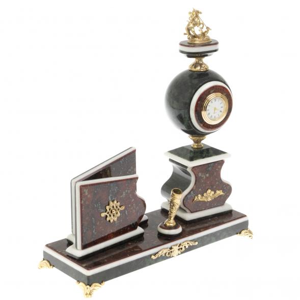 Письменный набор с визитницей &amp;quot;Георгий Победоносец&amp;quot; и змеевика и мрамора 129642