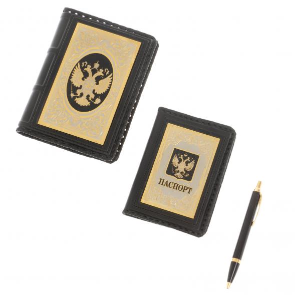 Подарочный набор &amp;quot;Держава&amp;quot; обложка для паспорта, ежедневник и ручка Parker 122542