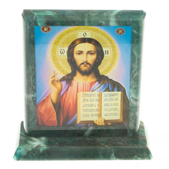 Икона настольная &amp;quot;Спаситель&amp;quot; камень змеевик 11,5х4,5х12 см 123190