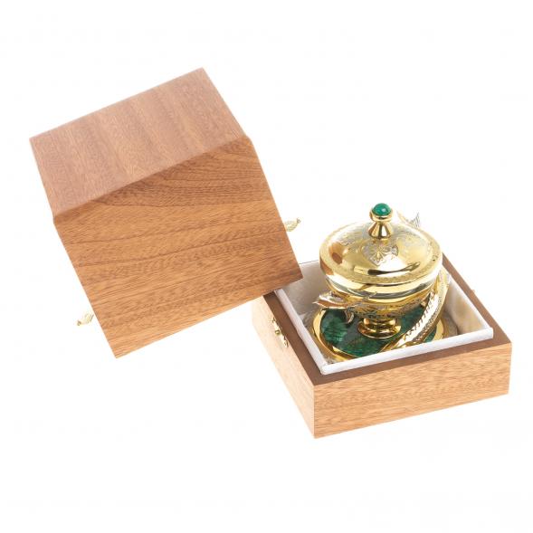 Икорница &amp;quot;Две стерлядки&amp;quot; малахит Златоуст 123278