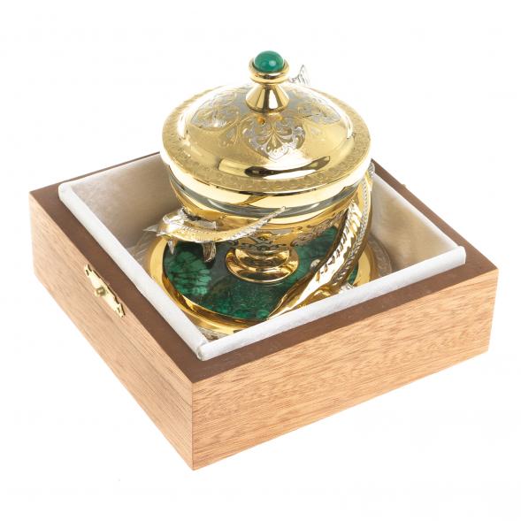 Икорница &amp;quot;Две стерлядки&amp;quot; малахит Златоуст 123278