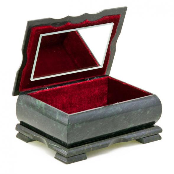 Шкатулка прямоугольная большая камень змеевик 18х12х9,5 см 112053