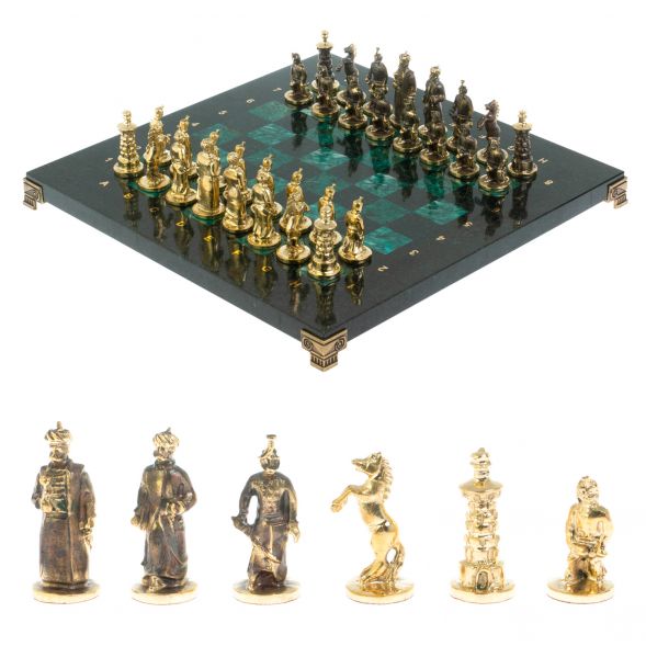 Шахматы &amp;quot;Турецкие&amp;quot; доска 32х32 см шабровский змеевик 128078