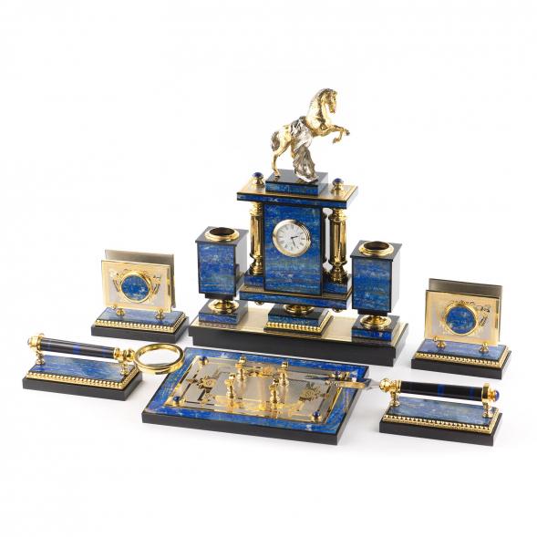 Настольный прибор &amp;quot;Конь с попоной&amp;quot; лазурит 119281