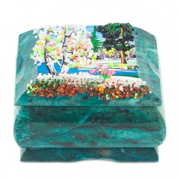 Шкатулка из камня с росписью &amp;quot;Весна&amp;quot; 8х6х5,5 см 119932