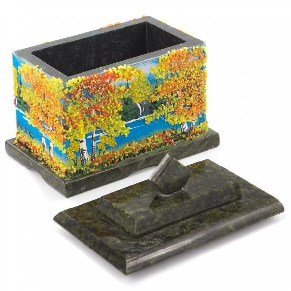 Шкатулка с рисунком из каменной крошки &amp;quot;Осень&amp;quot; 10,5х7х10 см 120511
