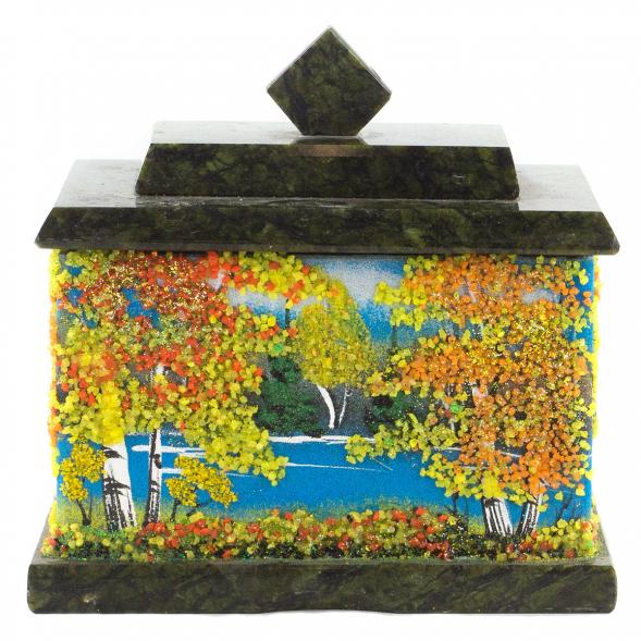Шкатулка с рисунком из каменной крошки &amp;quot;Осень&amp;quot; 10,5х7х10 см 120511