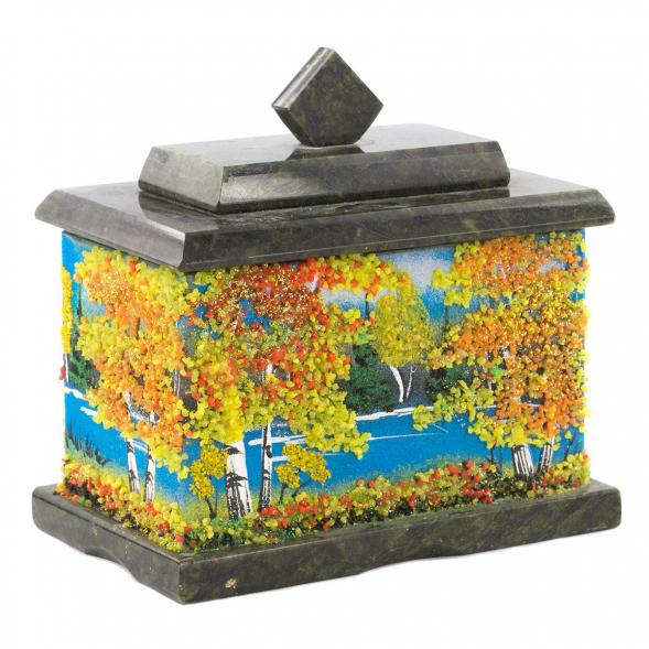 Шкатулка с рисунком из каменной крошки &amp;quot;Осень&amp;quot; 10,5х7х10 см 120511