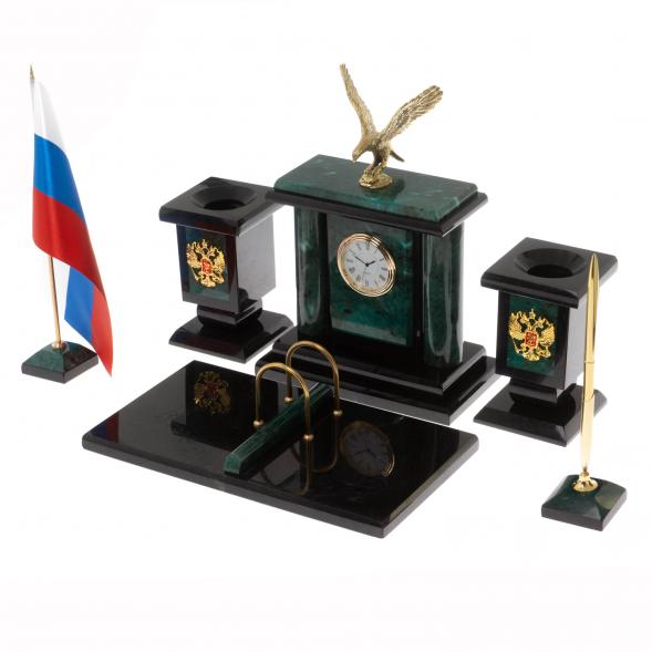 Настольный набор &amp;quot;Орел&amp;quot; из змеевика 129957