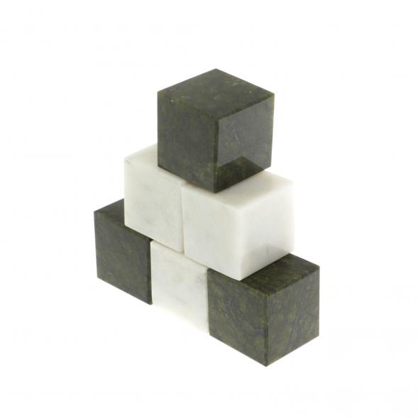 Камни для виски 6 кубиков микс белый мрамор, змеевик 123470