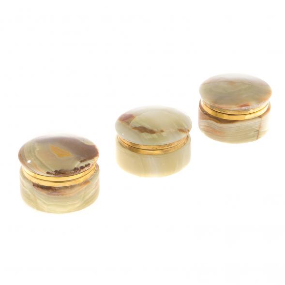 Шкатулка &amp;quot;Круглая&amp;quot; из оникса зелено-коричневая 7,6х5 см (3) 124643