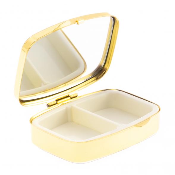 Таблетница на 2 отделения камень змеевик цвет золото 124955