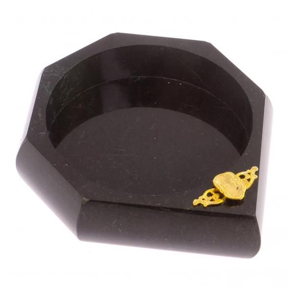 Пепельница из черного змеевика с накладкой 125775