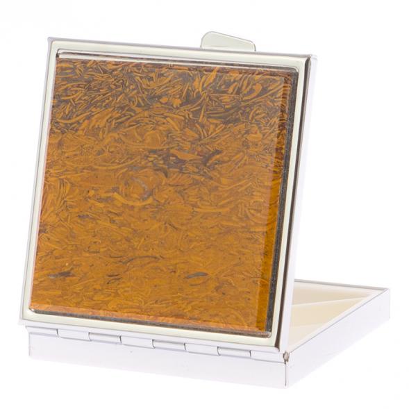 Таблетница на 4 отделения камень змеинная яшма цвет серебро 125930