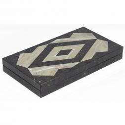 Нарды "Ромб" змеевик, офиокальцит 480х440х25 мм