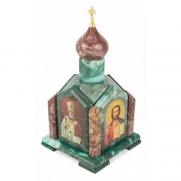 Шкатулка &amp;quot;Часовня&amp;quot; камень змеевик лемезит 14х14х25 см 118770