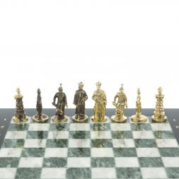 Шахматы "Турецкие" из бронзы змеевика и мрамора 32х32 см