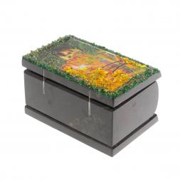 Шкатулка "Хозяйка медной горы. Осень" змеевик 10х6,5х6 см