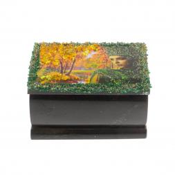 Шкатулка "Хозяйка медной горы. Осень" змеевик 10х6,5х6 см