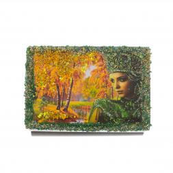 Шкатулка "Хозяйка медной горы. Осень" змеевик 10х6,5х6 см