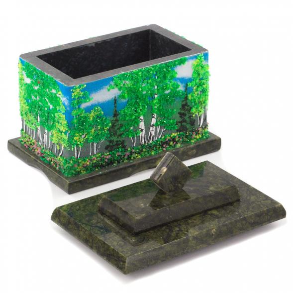 Декоративная шкатулка с рисунком из каменной крошки &amp;quot;Лето&amp;quot; 10,5х7х10 см